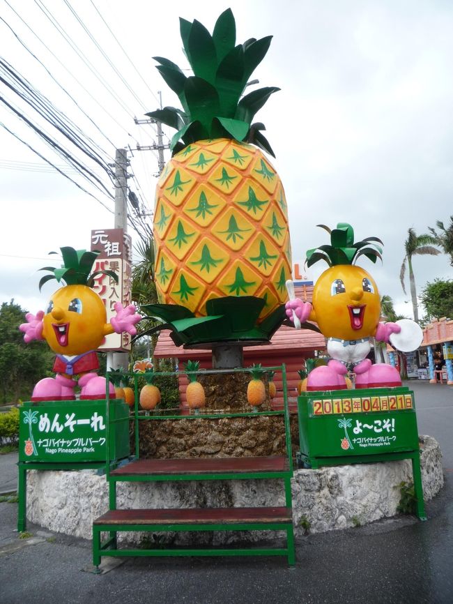あいにくの雨天だったので、プールの予定を変更し<br />観光「名護パイナップルパーク」へ行きました。<br /><br />ホテルでチケットを購入したら、１００円引きになりました。