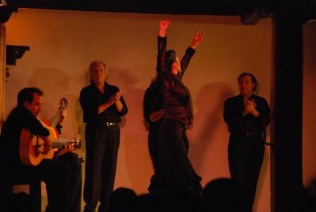 バスツアー後この夜はさらにフラメンコを堪能するべく一番の老舗とガイド本に書いてあるコラール・デ・モレリアへ。<br />ホテルから歩いて行ったのが大間違い、道に迷って大変でした。。<br />ガイド本にも書いてあるように少し人通りが少ない所に位置するので<br />タクシーで行ったほうがよいですね。<br />結局開演後に着いたので角度の悪い奥の席からの鑑賞となりましたが、<br />フラメンコ自体は非常によかったです。<br />(但し、私も妻も疲れが出て後半はウトウト。。)