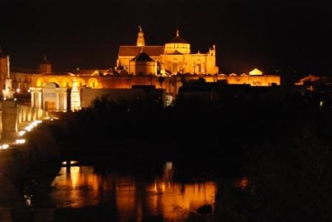 この日はクリスマスイブ。<br />開いているレストランなんてないだろうな、と思いながらもとりあえず街に向かいます。<br />メスキータがライトアップされています。