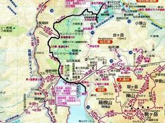 コースマップで、箱根「湿性花園前」から、芦ノ湖の湖尻まで約7kmです。