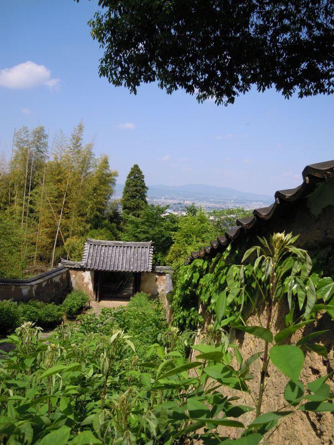 上ってきた階段を下り、次は新薬師寺。<br /><br />崩れかけた土塀が味わい深く、近くに住んでいたら季節ごとに訪れたいお寺です。