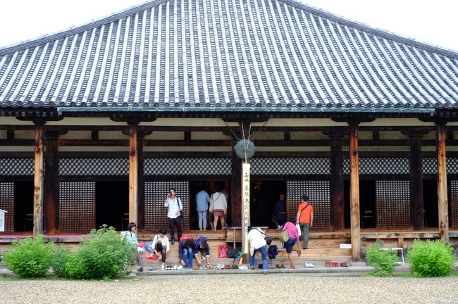 傘を差して、歩いて元興寺へ行きました。<br />ならまちにある元興寺は、奈良時代当時は本当に大きなお寺で、周辺一帯が境内地だったそうですが、現在はすっかり周りの風景に溶け込んで庶民的なお寺になっています。<br />世界遺産だってこと、言われなければ気がつかないかも。でも、そんな気取らない雰囲気が好きです。<br /><br />