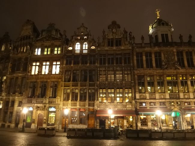 『ギルドハウス』（グランプラス北西側）<br /><br />右から「スペイン王の館」（パン職人）、<br />「手押しの館」（油精製職人）、「袋の館」<br />（家具・樽職人）、「狼の館」（射手）、<br />「角笛の館」（船頭）、「狐の館」（小間物商）<br />の名がついたギルドハウスです。<br /><br />※（　　）内は、ギルドハウスの職種・用途。