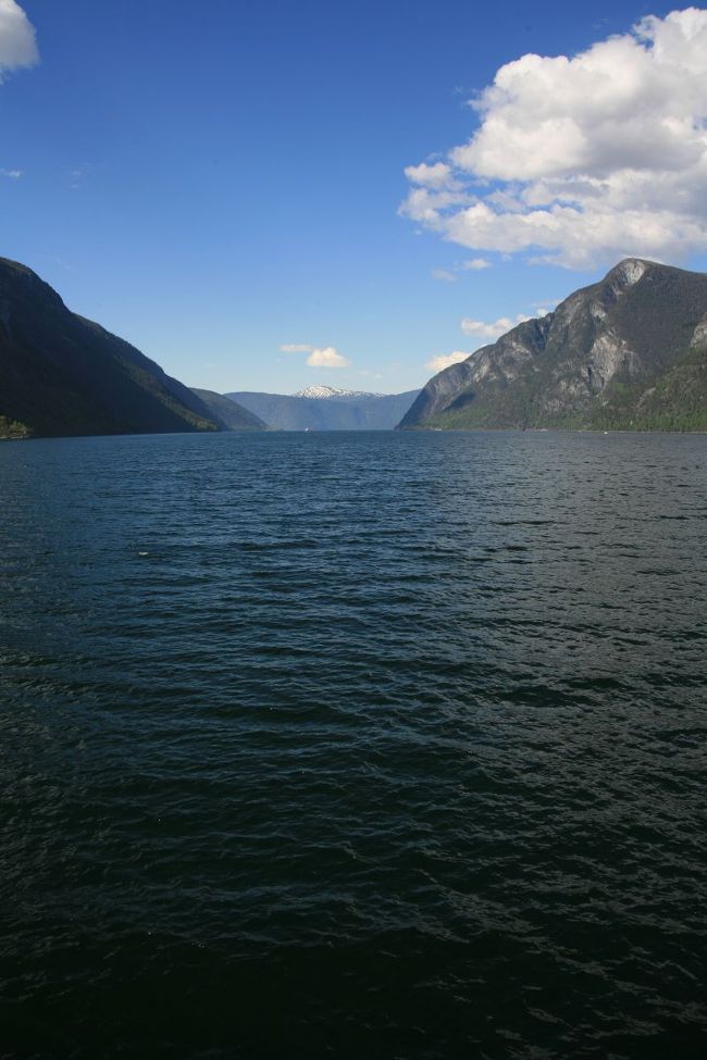 1時間半ほどして、船はアウルランフィヨルドから抜け、ネーロイフィヨルドへと入りました<br /><br />