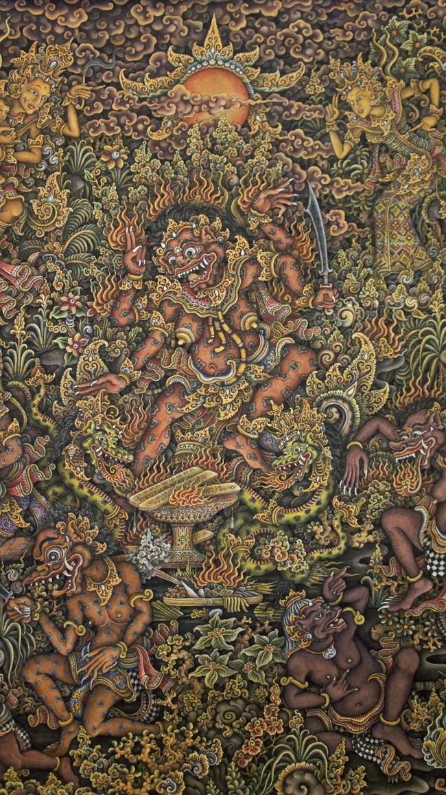 PARIWISATA BALI（４）チャンプアンスパホテルからの送迎バス乗り場のプリ・ルキサン美術館の美しい建物でバリ絵画を満喫する。