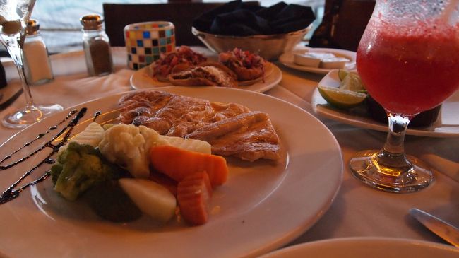 魚のグリルとか色々注文。<br />ちなみに結構ざっくりシンプル料理。<br />旦那さんは<br />「やっぱり日本よりシーフードが美味しい国はないと思う」と真顔。<br /><br />お味は旦那さんの感想通り。<br />雰囲気はいいけどタコス屋でも良かったかも…。