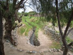 車でナスカ方面へ戻り、ナスカ時代の遺跡Los Paredones(パレドネス遺跡)へと向かいます。

写真の水路がパレドネス遺跡の一部です。

ナスカの地は乾燥地帯で、雨は、ほとんど降りません。
インカの時代の人々は、そんな地でも水源を確保できるようにと30km離れた山地から地下に水路を作り、水源を確保していました。

それがこの水路遺跡です。
