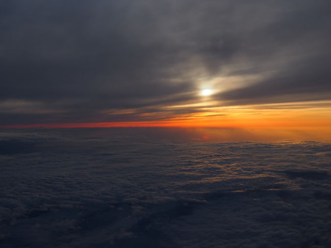 楽しい時間もあっという間。<br />どれだけあっても足りないって思ってしまうんですね。<br /><br />今回はコーヒー屋さんで東京から移住された方と<br />お話する機会がありました。<br />結構移住している方がいらっしゃるそうです。<br /><br />マスターに「今後のためにいろいろ話を聞いといたら？」と<br />冗談だろうけど言われちゃいました（＾＾）<br /><br />移住かぁ〜。冬の運転ができるようになればねぇ〜。<br />あ、その前にお金か・・・（苦笑）<br /><br /><br />これは帰りの飛行機の中から日が沈むところが見れたので。<br />ちょっとの時間であっという間に日が落ちていくんですね。<br />きれいなオレンジ色でした。<br />気が付いてよかったぁ〜。<br /><br /><br />これで今年の富良野・美瑛旅行も終了しました。<br />次は・・・どの季節に行こうかな？とすでに考え中。