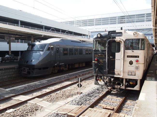 鹿児島駅に着く。隣は鉄仮面のような特急きりしま。