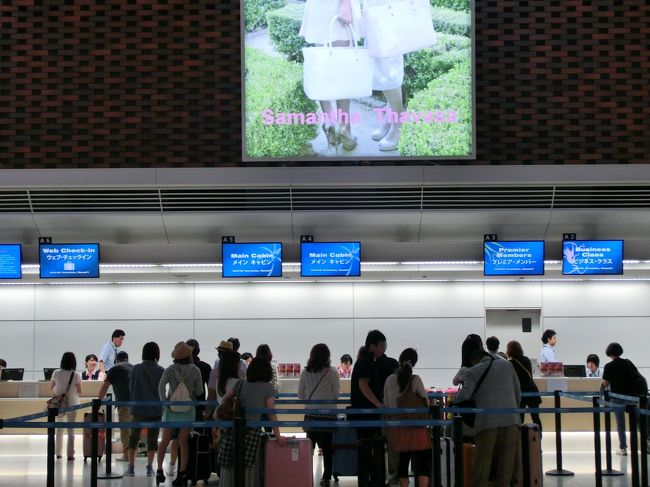 　ハワイアン航空の新千歳空港発は２１：１０分。<br />　今回は、「近畿日本ツーリスト」さんにお世話になりました。<br /><br />　日曜日の朝から、落ち着かず、早めに家を出て、寄り道をしながら<br />早めに空港についてしまいました。<br /><br />　近ツリさんのデスクで手続きして、３階の出発カウンターへ。<br />まだ手続き開始していないのに、ちょっとした行列できてました。<br /><br />　並んで、チェックインしてからラウンジでのんびりと時間潰し。