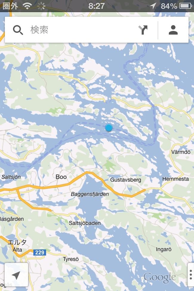 iPhoneのGPSで現在地を表示してみました。こんな細いところを通っていくんですね。