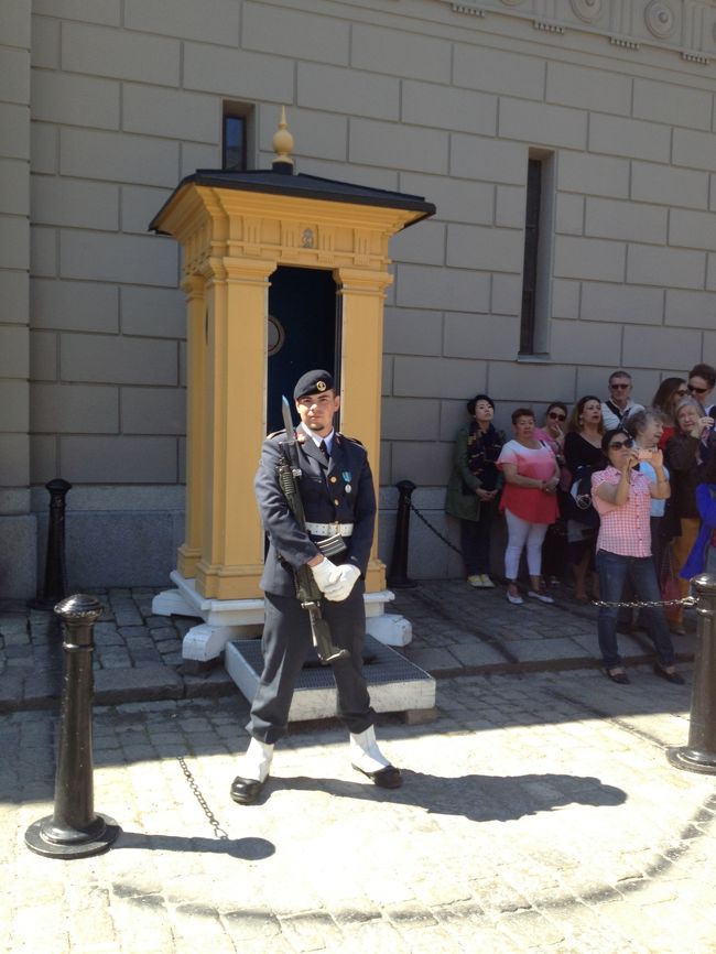 交代式に出てない、お仕事中？の衛兵さんの写真でも撮っておこう。