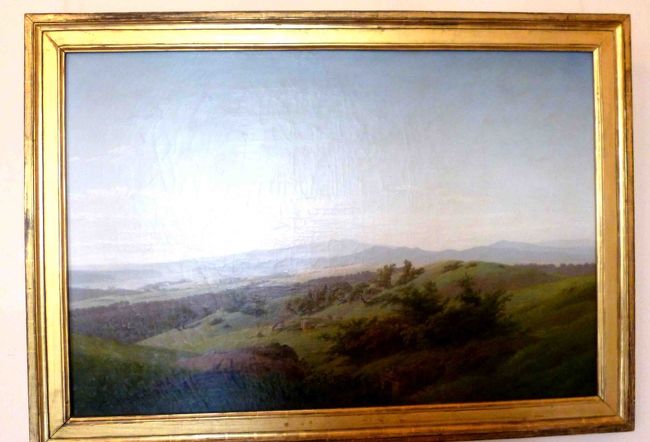 1枚残っていました。<br /><br />「湖の見えるボヘミアの風景」<br />カスパー・ダーヴィト・フリードリヒ（Caspar David Friedrich、1774 - 1840）<br /><br />私が大好きなドイツの画家です。<br />ドレスデンのアルベルティーヌム所蔵の「山上の十字架」も彼の作品です。<br />