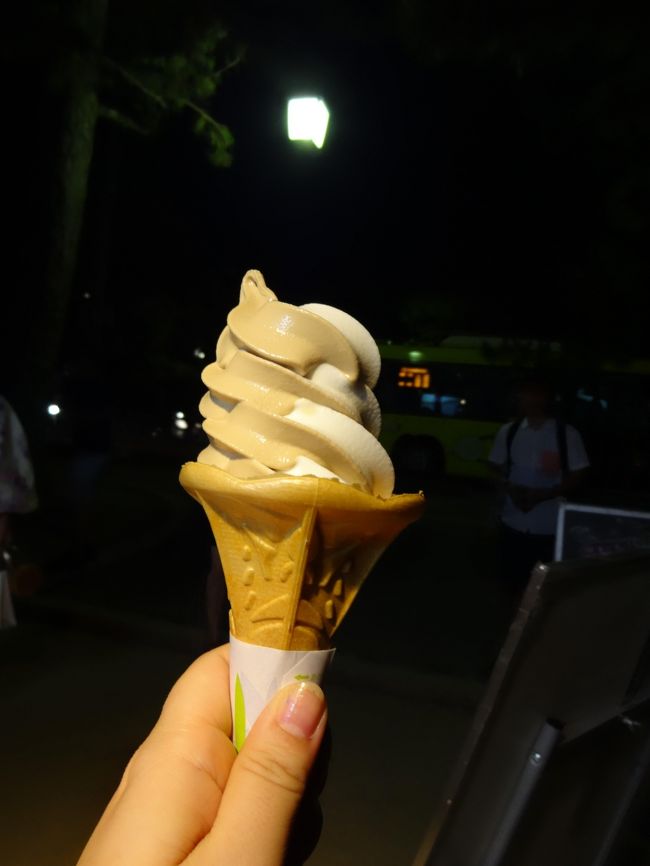 ジャーン！<br /><br />初めて食べる「味噌ソフト」のお味は、甘くてなんだか、べっこう飴みたいな味でしたヽ(^o^)丿<br /><br />ここで、大目付師匠が、なにか味噌に関するダジャレをおっしゃったのですが、忘れてしまいました(^_^;)　旅行記に書こうと思ってたのに！！！