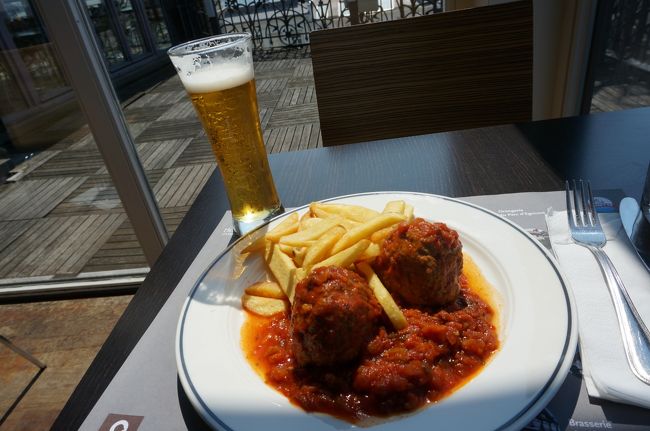 肉団子のトマトソース煮？と<br />ベルギーにて初ビール。<br /><br />おいしくいただきました。