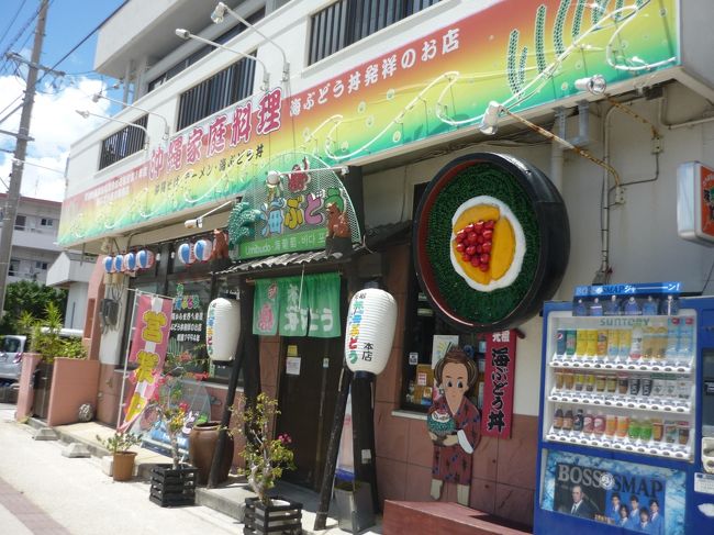 2日目の昼食は、琉球村から美ら海水族館へ行く途中、海ぶどう丼を食べました。