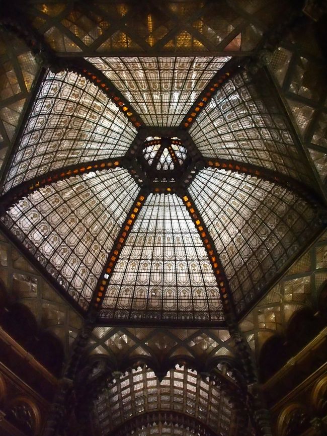 パッサージュの真ん中あたりに、美しいドーム天井が施されています。<br /><br />暗すぎて、うまくきれいに写せないのが残念です。