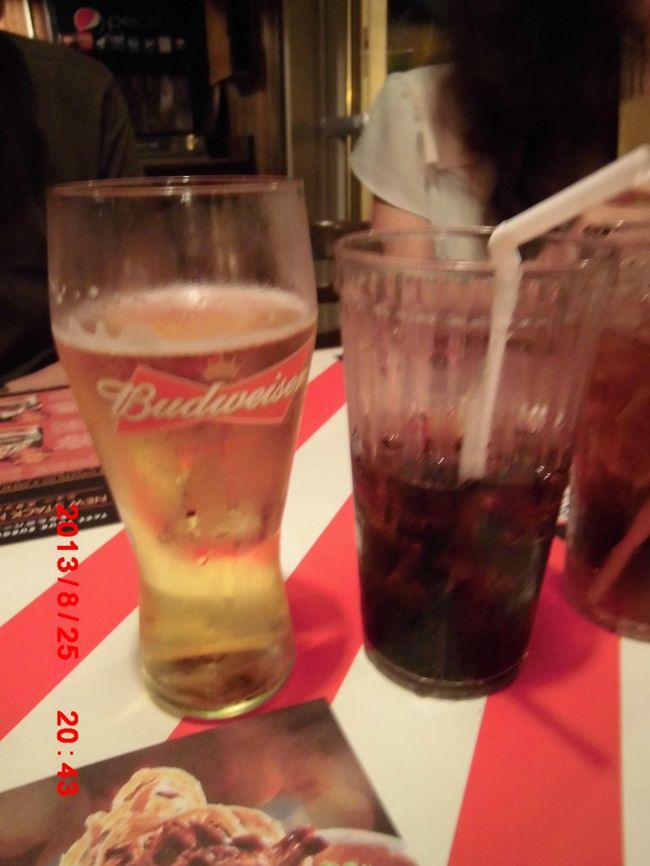 バドワイザー　5.50ドル<br />アイスティー　2.50ドル<br />ソーダ　2.50ドル<br /><br />アイスティーとソーダは、おかわり無料<br />残りが少なくなると、すかさずお代わりを持ってきてくれます．<br /><br />