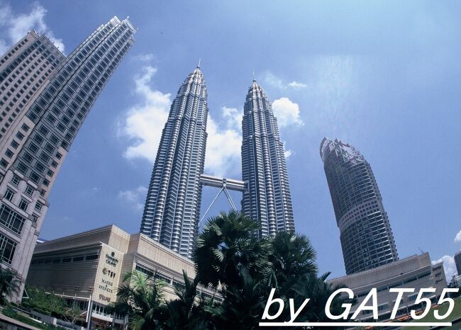 魚眼レンズを使用し撮影したペトロナスツインタワー。
