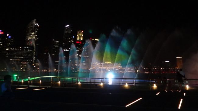 ２１時頃、３日目の夜は地上からマリーナベイサンズのショーを鑑賞。