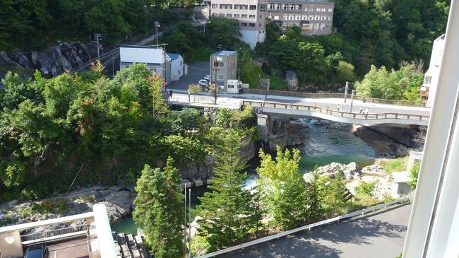 部屋からの眺め<br />眼下に望む豊平川