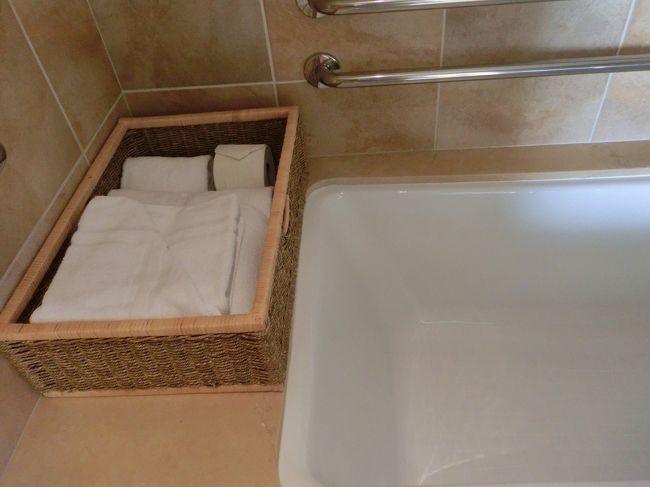 バスタブの横にもタオルなど。