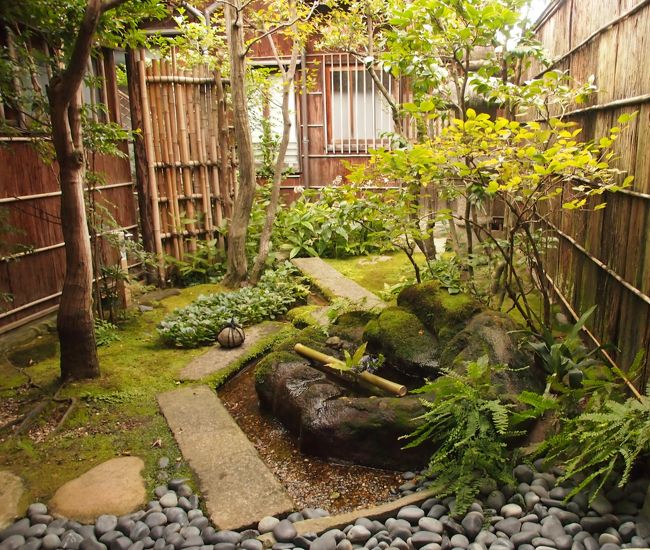 小さな坪庭を通り　二階へ。