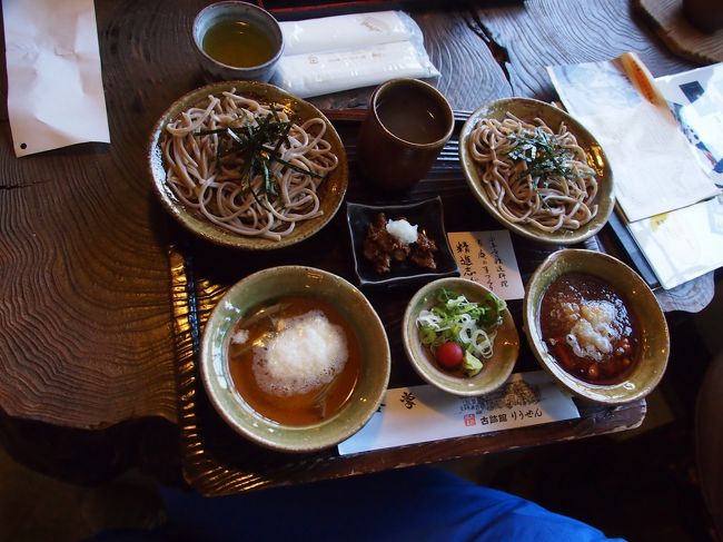 とろろ、大根おろしの　二種類のツユで頂く　雲水蕎麦。<br /><br />しっかりとした歯ごたえの　美味しい十割蕎麦でした。<br /><br />この後、睡魔と闘いながらの運転　3時間。<br />骨休めのはずでしたが　疲れました。<br /><br /><br />　