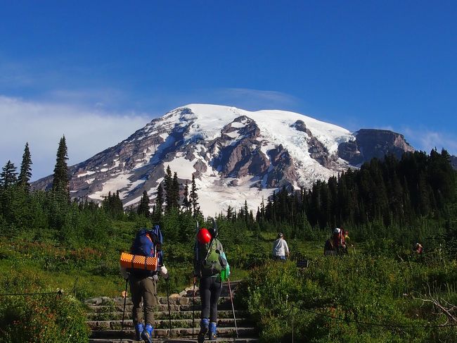 朝8時, 快晴に恵まれてAlta Vista Trailを歩きます。