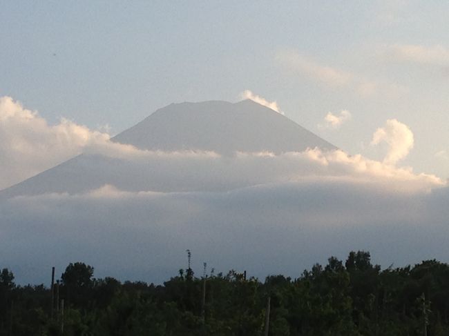 9/13　富士山を臨む<br /><br />有料道路を降りたところから、一瞬だけ、山頂が望めました。<br /><br />近くから見ると、大きな山ですね。<br />山頂が見えると、絵になります。<br /><br />伊豆へ急ぎます。<br />