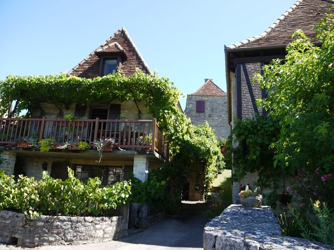 村の家の屋根は尖った形が特徴です。