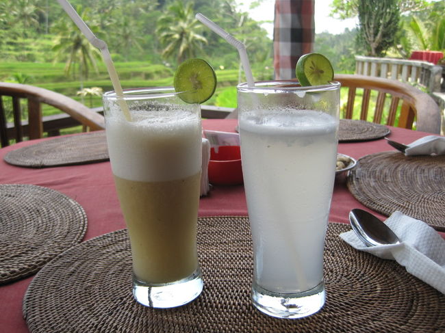 レモンジュースとバナナジュースを頼みました。<br />注文するときもガイドのヌガさんが手伝ってくれて助かりました。注文が終わると、ライステラスをバックに何枚も写真を撮ってくれました☆