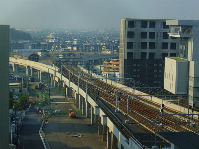 エレベター　ホールから　大阪方面の景色を