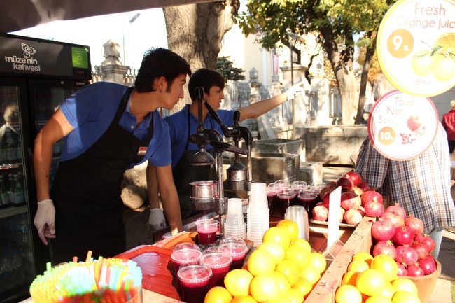 アヤソフィアの中でもざくろジュースを絞っていました。<br /><br />ざくろを初めてジュースで飲みましたが、ちょっと渋さがあるけど飲みやすい味でした。