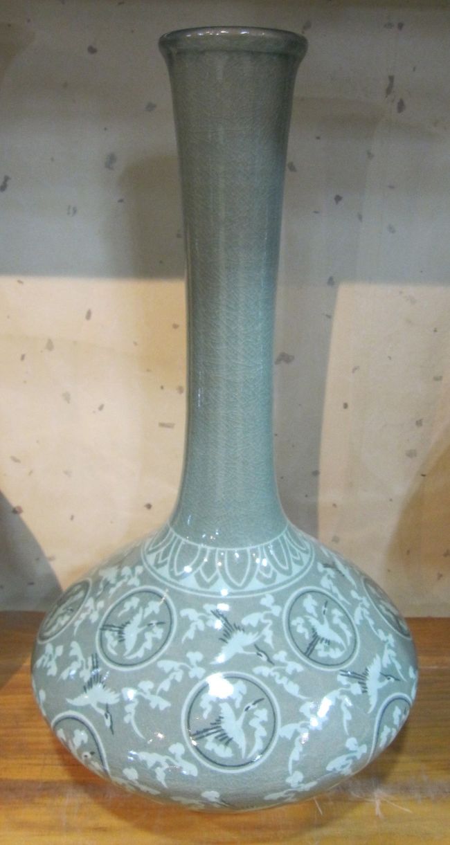 高麗青磁象嵌壺 花瓶 花鳥・鹿・雲鶴・竹文様 - 通販 - guianegro.com.br