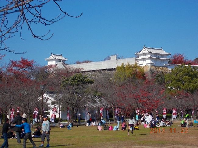 2013.11.22（金）国宝 姫路城。目下改修中、工事養生に囲われて。