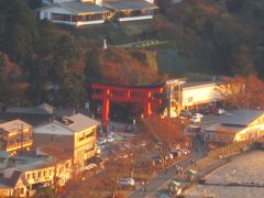 芦ノ湖畔の神社の鳥居が見えました。