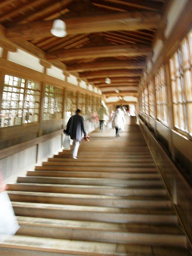 長い階段を上がります。