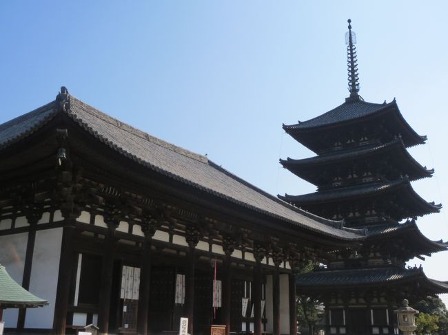 東金堂と五重塔。