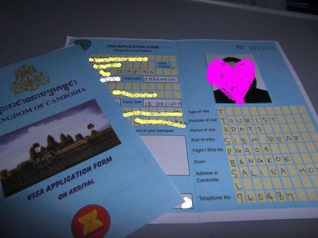 機内で記入！！<br /><br /><br />カンボジアのビザ申請書