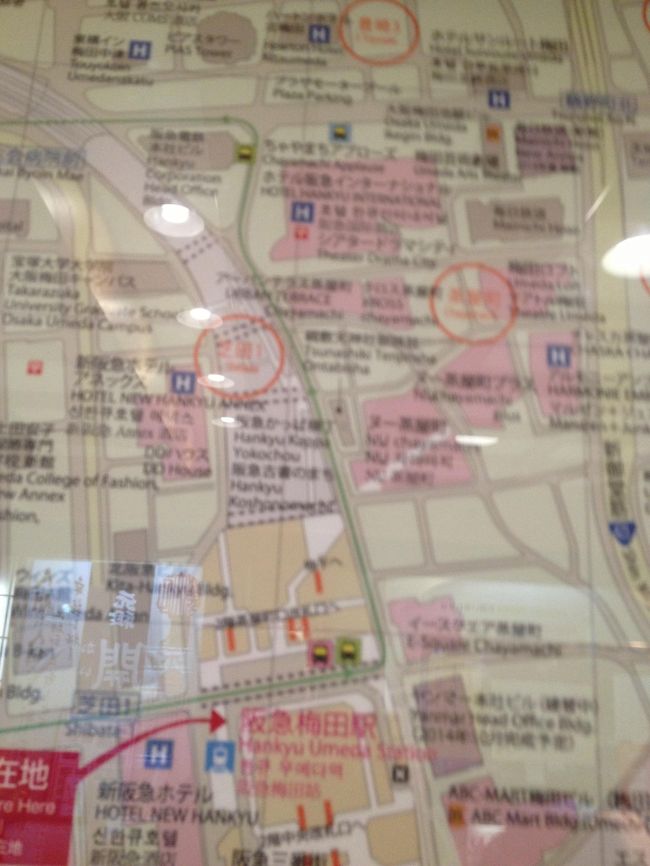 梅田の駅の地図でプラザモータープールの位置を再確認。<br />まだまだ時間があったため、ドトールでお茶する予定が<br />閉店時間だったので、Loft近くのマクドナルドでお茶する事に。<br />娘は爆睡