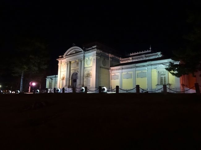 そこの交差点を左に曲がって歩いて行くと右手にキレイな建物がライトアップされています。<br /><br />「奈良国立博物館」。<br />海外なら唸ってしまうと思います。<br />とてもキレイでした。<br /><br />東大寺もやってないかな〜？