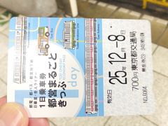 都営三田線には、「三田」駅から乗ります。
都営浅草線内の「泉岳寺」〜「宝町」は通勤定期範囲内。

たまたま乗車した京急電車が、泉岳寺行きだったため、連絡の間に泉岳寺でいったん改札を出て、写真の「都営まるごときっぷ」を購入。

この切符は、７００円で「都営地下鉄、都バス（多摩地域を含む。）、都電荒川線、日暮里・舎人ライナーを1日に限り何回でもご乗車いただけます。」というもの。
普通に買うと、三田〜巣鴨２６０円、巣鴨〜本蓮沼２１０円、本蓮沼〜三田３１０円で少しだけ安い。まぁ、都バスや都電に乗ることもあるかも、ということで・・・。（実際は、乗る暇など無かった・・・）
http://www.kotsu.metro.tokyo.jp/subway/fare/otoku_metro.html