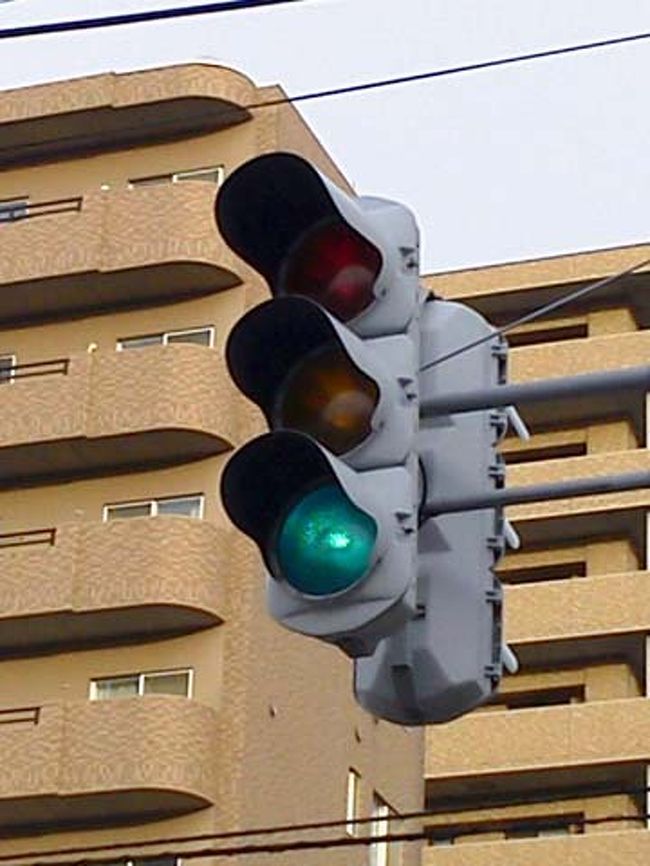 独特のたて型の信号。<br />雪国にきた感じがします。