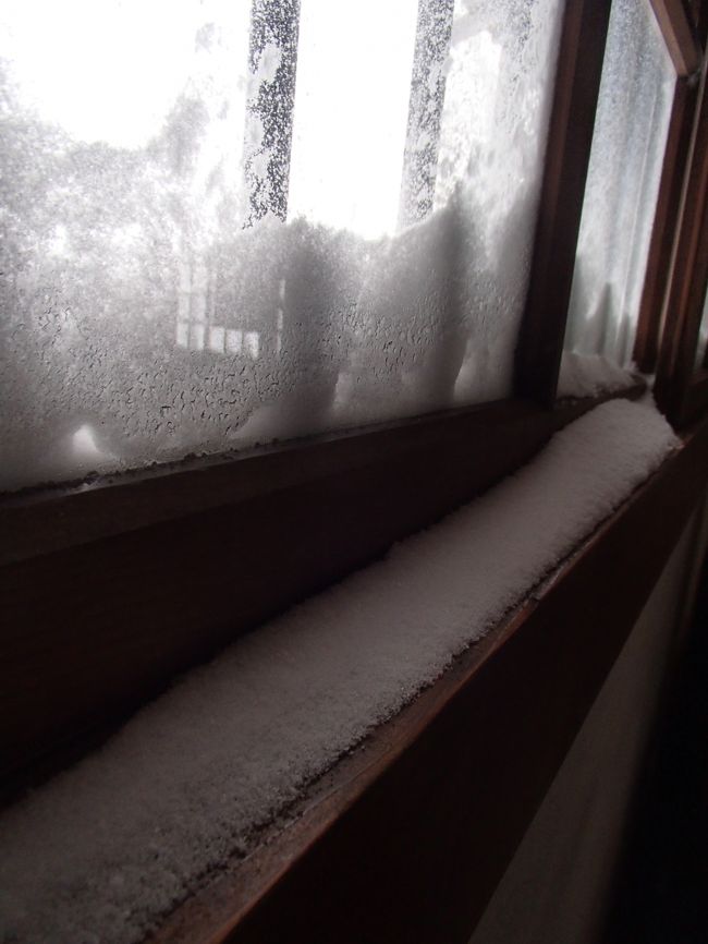 これ、建物の中から撮った写真なのですが<br />昔の建物は隙間も多いから<br />雪がこのように入ってきてしまうのですね…。<br />過酷な環境の中<br />北海道を開拓開発して来られた先人達に<br />頭が下がる思いでした。