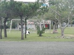 公園内。親子連れが遊んでいる。