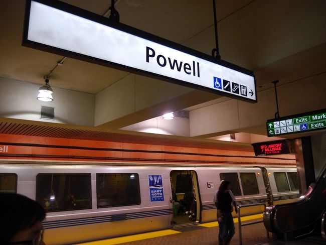 途中から地下を走るので景色がわかんないままPowell.st駅到着。<br />なんだか実感わかず。<br />ここまで約３０分。