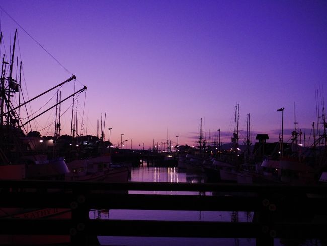 だんだん日が暮れてきてこれが食事をしながらの窓からの港の眺め。<br />