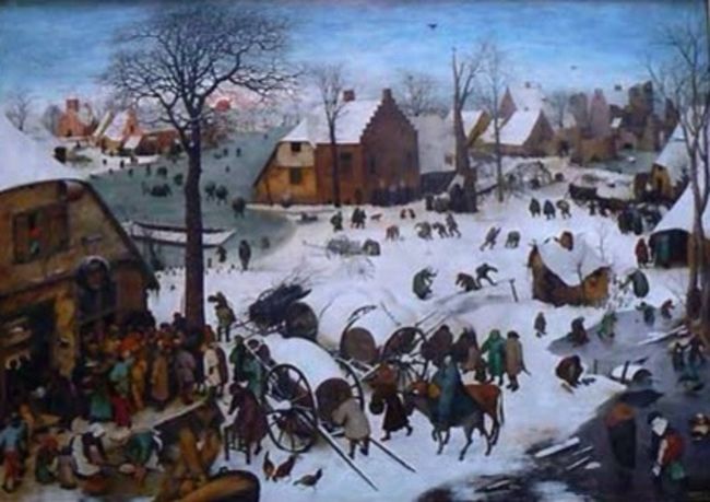 ブリューゲルといえば、学校の教科書にも載ってるこの「ベツレヘムの戸籍調査」を描いた人くらいにしか思ってなかったんだけども