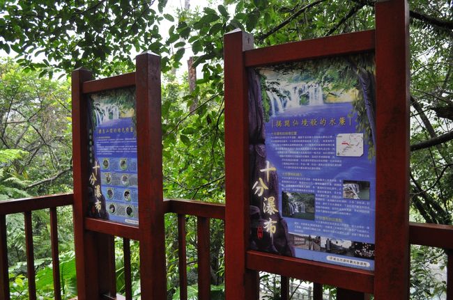 　途中で道が左右に分かれているのですが、十分瀑布へはどちらでも行けるようです。<br />　行くときは右側の道を選びました。